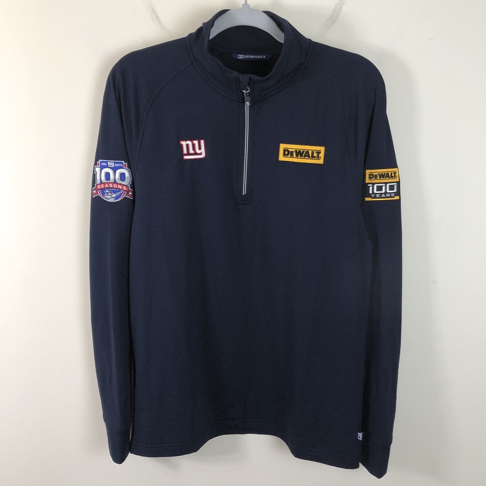 Cutter & Buck New York Giants 100 Seasons DeWALT 1/4 Zip Pullover Men's S Navy